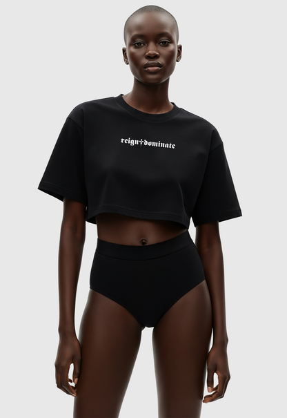 𝖗𝖊𝖎𝖌𝖓♰𝖉𝖔𝖒𝖎𝖓𝖆𝖙𝖊 - LOGO CROPPED TSHIRT
