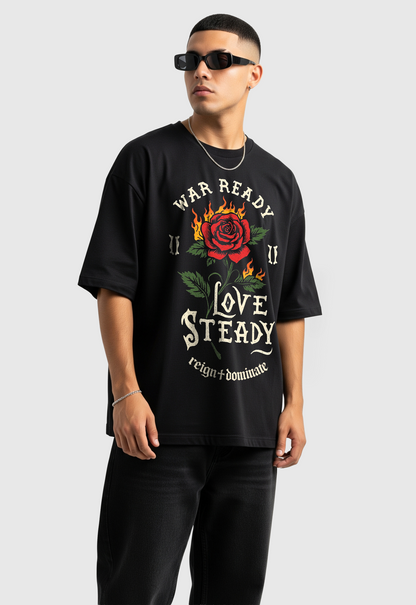 𝖗𝖊𝖎𝖌𝖓♰𝖉𝖔𝖒𝖎𝖓𝖆𝖙𝖊 - LOVE STEADY BOXY FIT TSHIRT