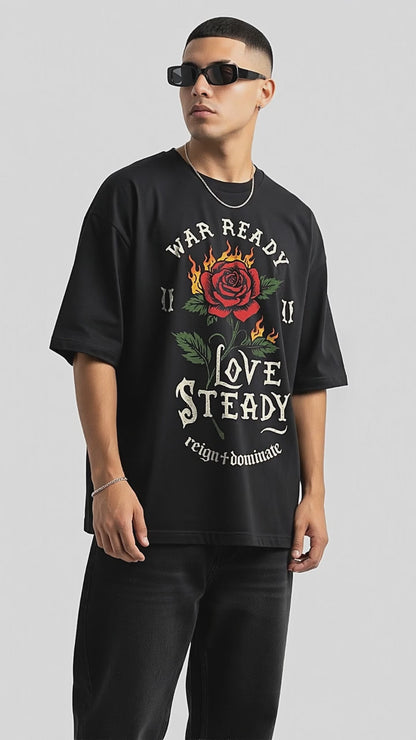 𝖗𝖊𝖎𝖌𝖓♰𝖉𝖔𝖒𝖎𝖓𝖆𝖙𝖊 - LOVE STEADY BOXY FIT TSHIRT