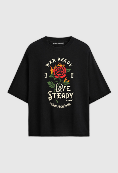 𝖗𝖊𝖎𝖌𝖓♰𝖉𝖔𝖒𝖎𝖓𝖆𝖙𝖊 - LOVE STEADY BOXY FIT TSHIRT